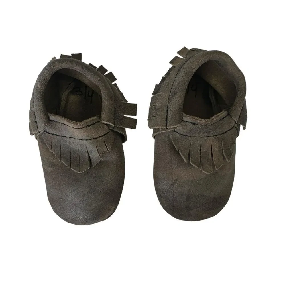 Hip Harp Leather Baby Moccasin Trainer Shoe Fringe Size 3/4